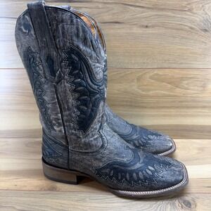 Corral Western Boots Mens 9 D Eagle Cowboy Square Toe Brown Black Leather